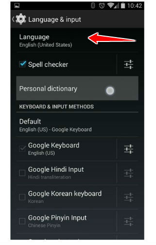 How to change the language of menu in Acer Liquid Z110