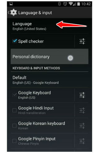 How to change the language of menu in Acer Liquid Z2
