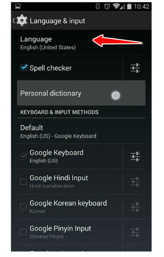 How to change the language of menu in Acer Liquid E1