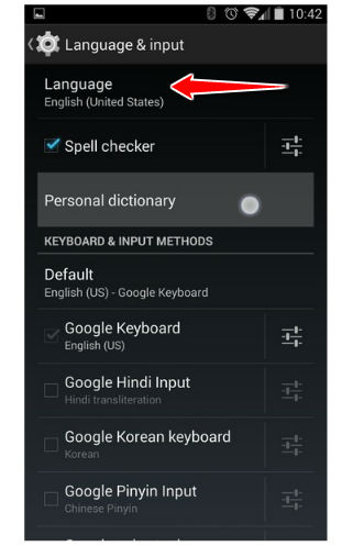 How to change the language of menu in Acer Iconia One 7 B1-730