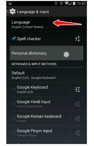 How to change the language of menu in Acer Liquid E700