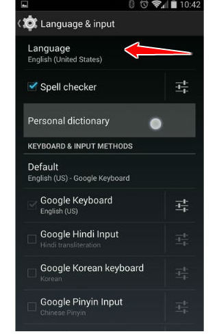 How to change the language of menu in Acer Liquid E