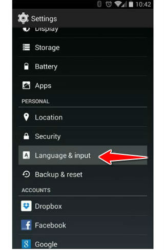 How to change the language of menu in Alcatel One Touch Tab 8 HD