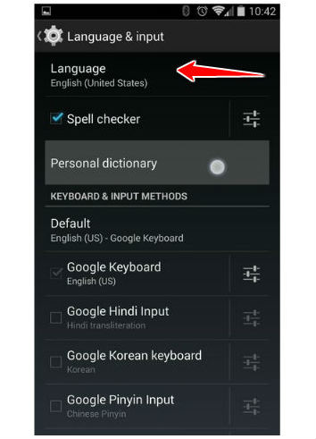 How to change the language of menu in Alcatel Pixi First