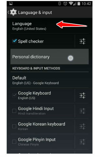 How to change the language of menu in Alcatel POP 10