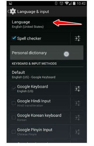How to change the language of menu in Asus ZenPad 10 Z300C