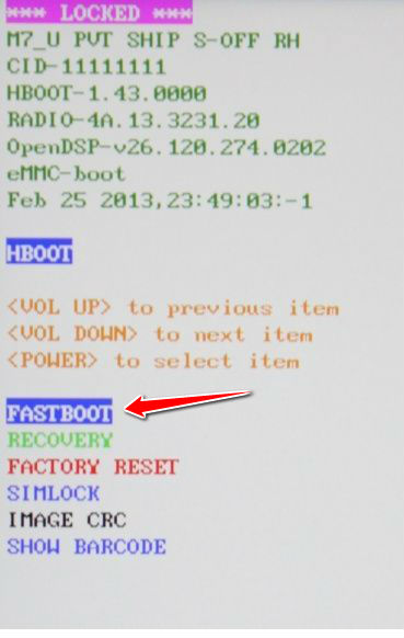 How to put HTC One (E8) in Fastboot Mode