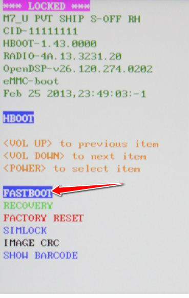 How to put HTC One (E8) CDMA in Fastboot Mode
