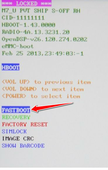 How to put HTC One (M8) dual sim in Fastboot Mode