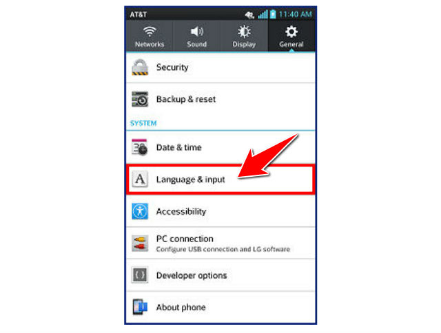 How to change the language of menu in LG Optimus G E970