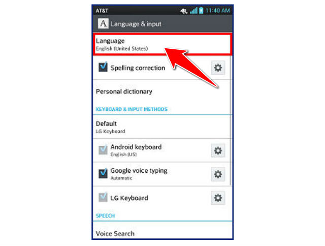 How to change the language of menu in LG Optimus L7 P700
