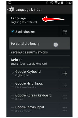 How to change the language of menu in Samsung Galaxy A7