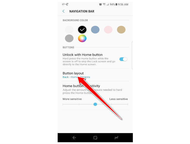 Changing colour of Navigation Bar in Samsung Galaxy S8